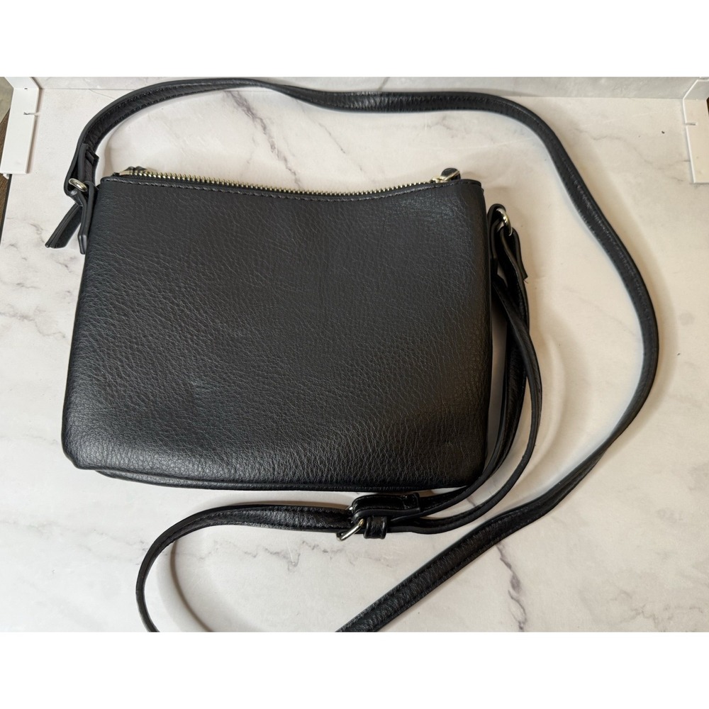 Old Navy Crossbody Black Pleather Zip and snap‎ Bag.